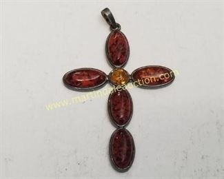 sterling silver amber pendant 