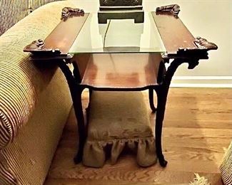 Beautiful antique glass top side table pair