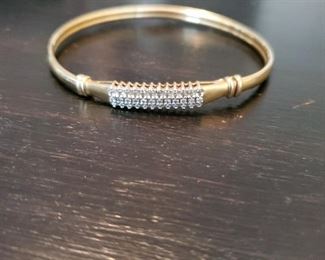 14kt gold diamond bangle bracelet