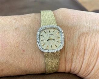 Vintage Longines Diamond watch with 14 K gold band & case