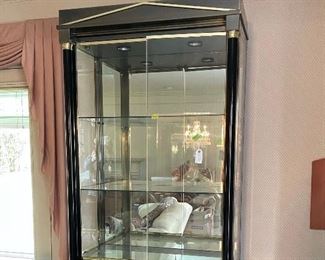 50%  off! was $625. Tall Brass and Glass Display Cabinet; 7ft tall x 3 ft wide x 18 inch deep  