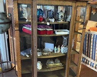 Reduced! Now $525. Glass Front Oak China Cabinet, 56" tall x 37" wide.