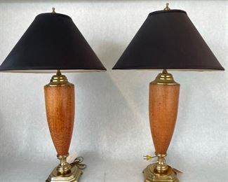 Reduced! Now $295 each, $500 for pair. Gorgeous Leather Lamps, 31" tall.
