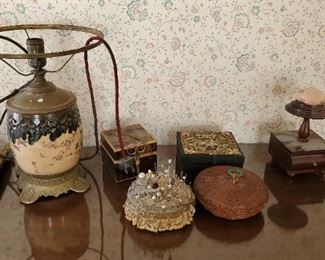Asian Pottery Lamp, Sewing articles