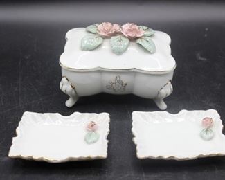 Antique Made in Japan Trinket Box & Trays