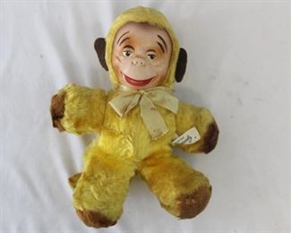 1960s MonkiGund Yellow Plush Monkey