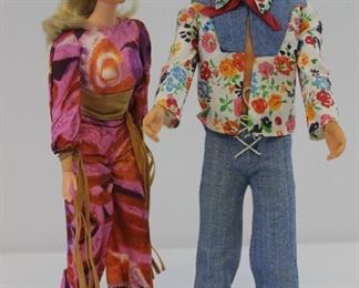 Vintage 1968 Mattel Live Action Barbie and Ken Dolls