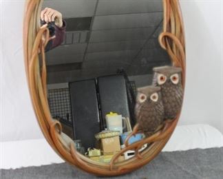 Vintage 1970's  Burwood Products Owl Mirror and wall décor