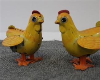 Vintage "Rudy the Rooster" tin rooster toys