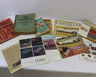 Vintage Ford and Chevrolet brochures and parts catalogs