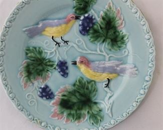 Majolica Birds & Grapes Plates 