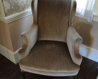 Brown Arm Chair Flocked Material $30