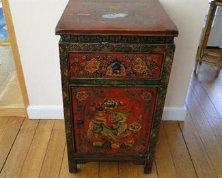 Antique Oriental Cabinet Dragon on Front Buddha on Top damage on top as shown $175