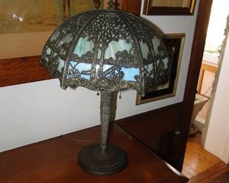 Antique Slag Glass Lamp $500