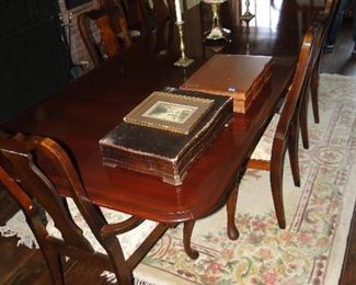 Cherry Dining Room Table and 6 chairs $500 (47x41 and has 3 23" leaves inside it)