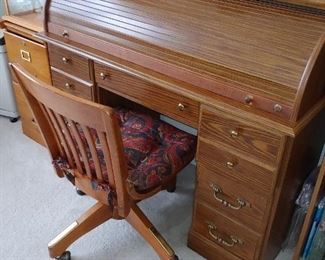 Lovely little roll top desk with chair