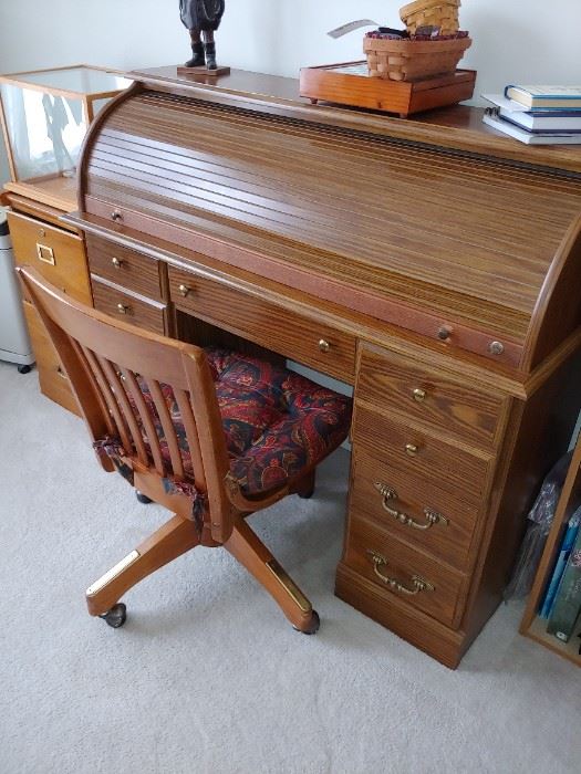 Lovely little roll top desk with chair