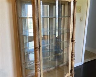 Antique c1810 Oak Curio Cabinet with Curved Glass $1000 Dimensions 67H x 46.5W x 21.5D