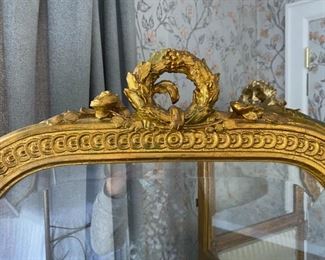 Antique 19thc French Gilt Screen with silk paneling $6,500.     Dimensions: 66H x each panel 20.5"W        
