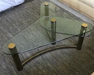 Brass Table with Glass top from D&D Building (modular, pieces move) $1500