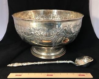 Antique Silver Plate Punch Bowl Ladle