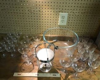 Punch Bowl and Glass Lot