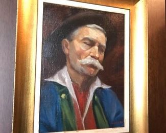 Signed J. Jiracek Oil Painting Man with a White Mustache