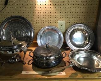 Silver Plate Chaffing Lot and More