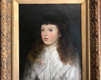 Unsigned 19th Century Oil on Canvas Portrait of Young Girl