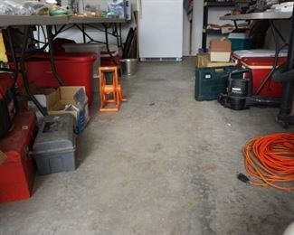 assorted boxes, totes,