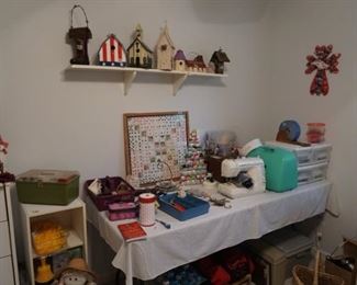 Bird houses, Vintage Jaguar portable sewing machine /case & manual, Hallmark Christmas Concert and conductor