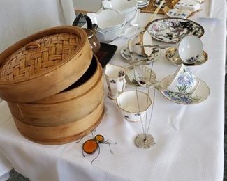 Oriental Serving Sets, Bone China Cups and Saucers, Bamboo Steamer