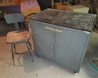 Rolling Storage Cabinet and Work Bench Stool