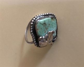 $30 Sterling silver and turquoise ring.  0.8"x0.8" and size 8