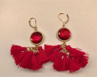 $5 Red fringe earrings 