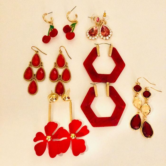 $6 each red funky earrings of all kinds Left red drop earrings SOLD 