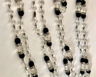 $45 Each Flapper crystal and black necklace extra long  56" long  (3 available) 