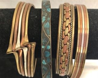 $15 each mixed metal bangle bracelets.  Left: 0.7"W.  2nd left: 0.3"W.  3rd left: 0.4"W.  Right: 0.3"WFar left bangle SOLD 