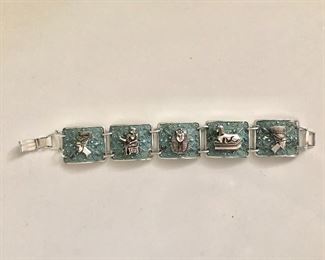 $35 Egyptian revival art deco panel bracelet. 8"L