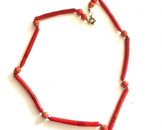 $35 Stick like glass beaded red necklace.  17"L
