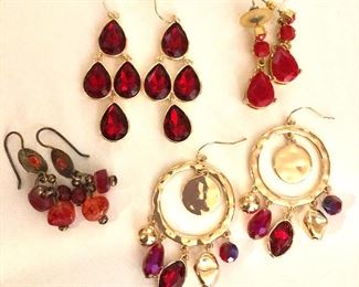 $12 each red rhinestone and red beaded earrings Rhinestone dangles SOLD 