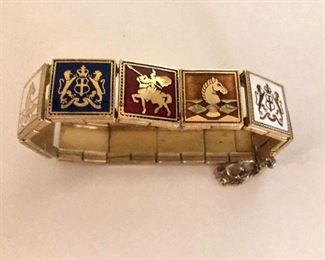$30 Vintage coat of arts enamel and gold tone bracelet 