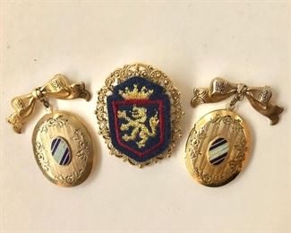 $8 each vintage pins Bow with pendant and coat of arms One bow pin and coat of arms pin SOLD 