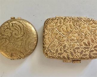 $15 each vintage compacts.  Left: 2"diam.  Right: 3"x2" SOLD Left compact available 
