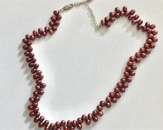 $25 Brown pearl necklace with sterling clasp 18" L 