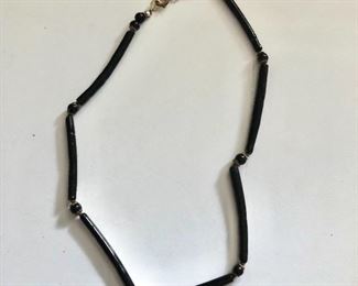 $25 Black (coral?) spikey necklace 14" L 