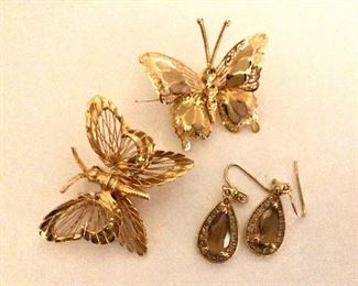 $8 each butterfly pins, earrings $20 