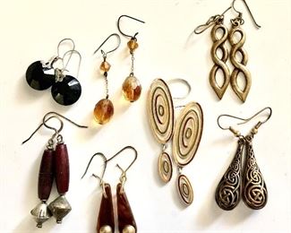 $8  each art deco, celtic and other pierced earrings 