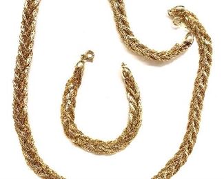 $25 Woven gold tone necklace and earring set 