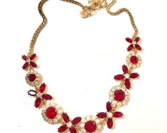 $25 Vintage red and white rhinestone adjustable necklace 